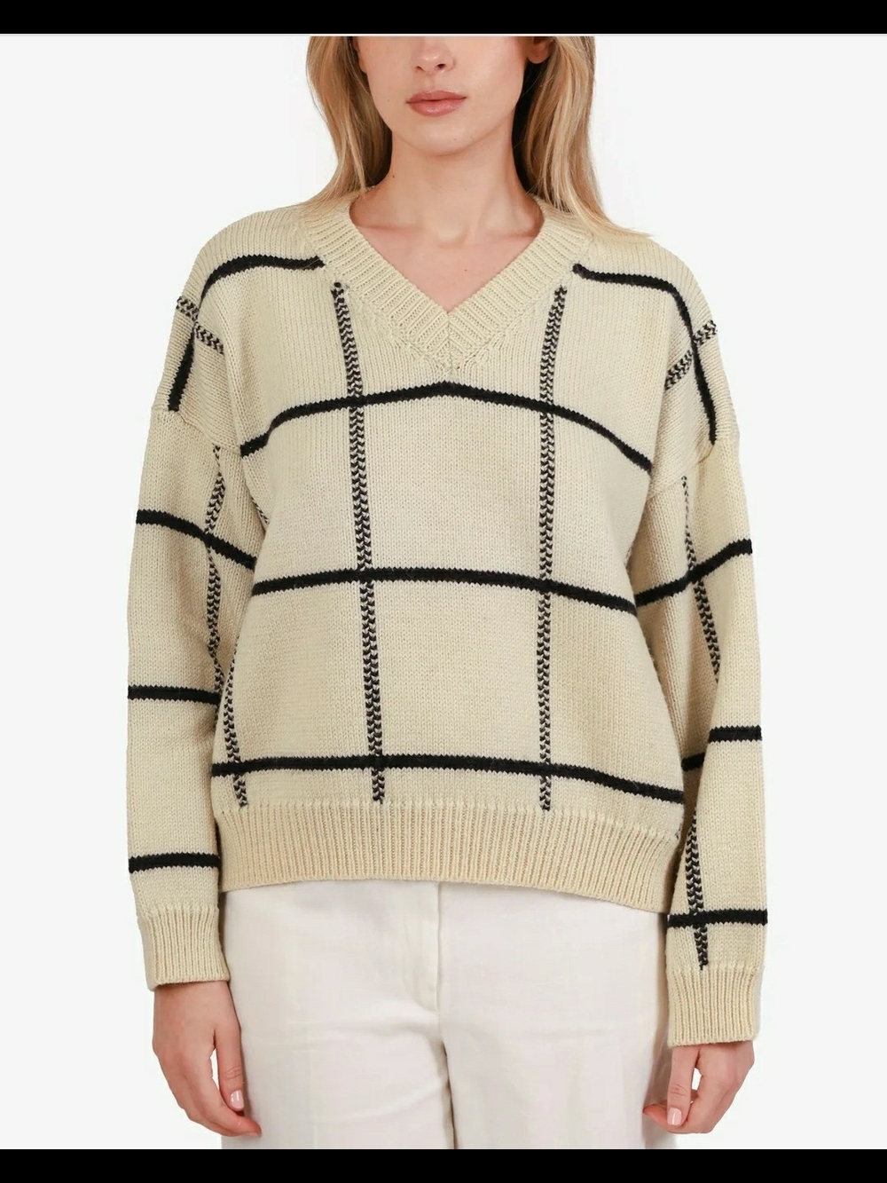 Dries Van Noten Ivory Wool Striped V Neck Sweater Size XS. Check Description.